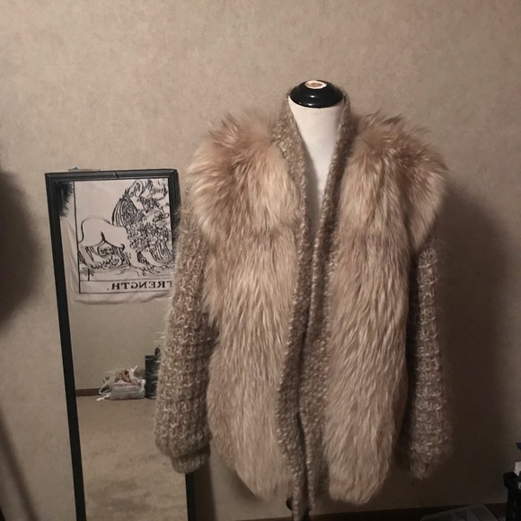 David green cinnamon fox fur coat - Picture 2 of 8